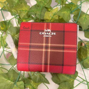 coach Snap Wallet With Tartan Plaid Print CC810